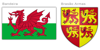 Bandeira e brasão do País de Gales