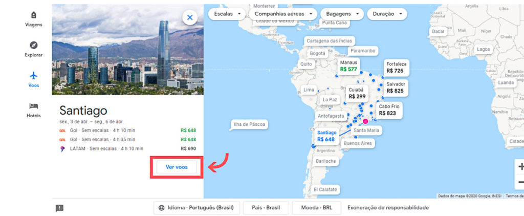 preços mais baratos no mapa do google flights